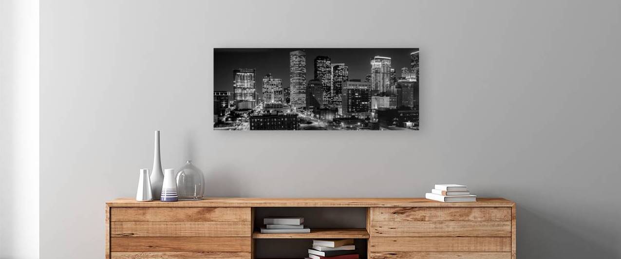 downtown houston at night  panoramic 3279 Preston by Black And White
