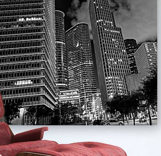 downtown houston texas at night  square 3278 Mila by Black And White