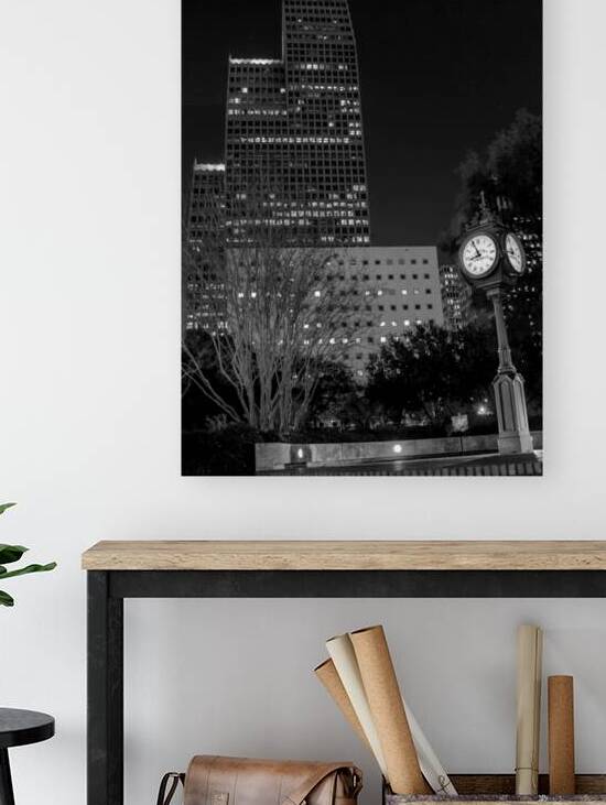 downtown houston sweeney clock  vertical 3281 Swe by Black And White