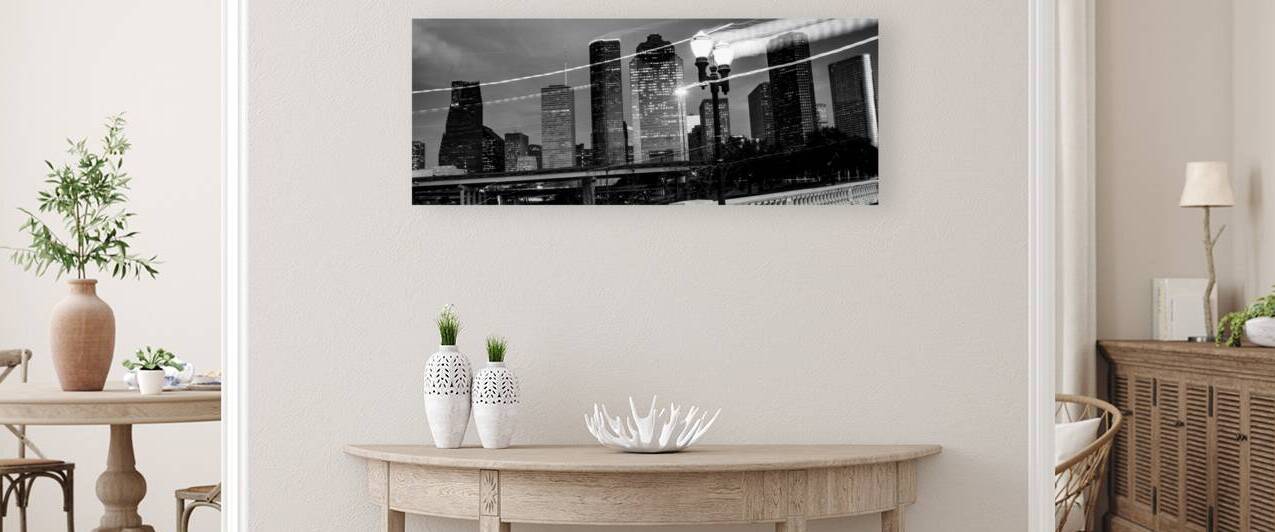 downtown houston at dusk  panoramic 945 Sweep 13k by Black And White