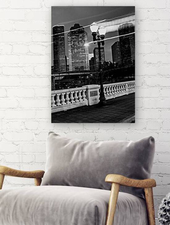 downtown houston at dusk  vertical 945 Sweep 13k. by Black And White