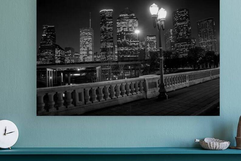 houston city scape at night  horizontal 3276 Lamp by Black And White