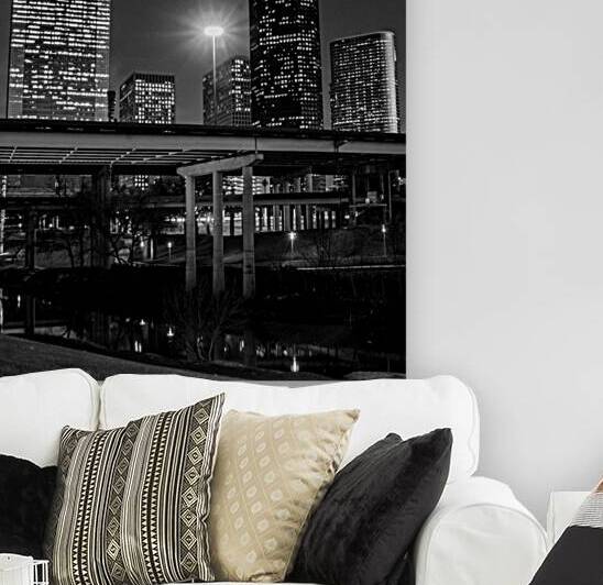 houston skyline over buffalo bayou  square 3274 F by Black And White