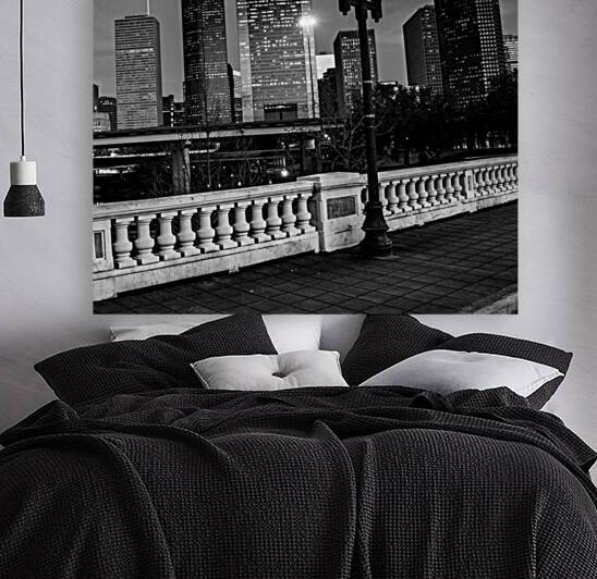 houston skyline at night sabine bridge  square 92 by Black And White