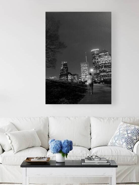 houston cityscape buffalo bayou  vertical 941 Run by Black And White