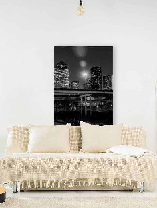 houston skyline over buffalo bayou  vertical 3274 by Black And White