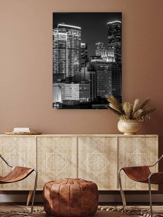 houston cityscape at night  vertical 927 Harris 1 by Black And White