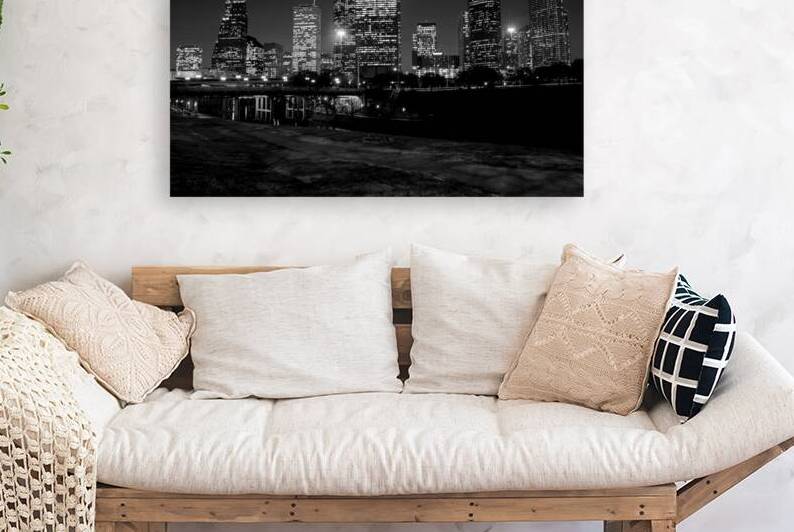 houston skyline at night  horizontal 917 Allen 2 by Black And White