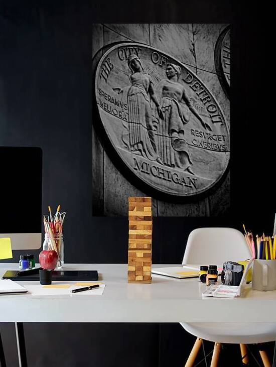 detroit seal spirit of detroit  vertical 546 Detr by Black And White