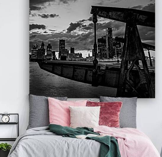 boat dock on detroit river  square 564 Rust 13k.j by Black And White