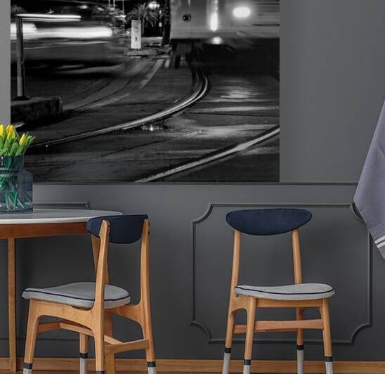 taxi and street car channelside  square 1107 Eith by Black And White