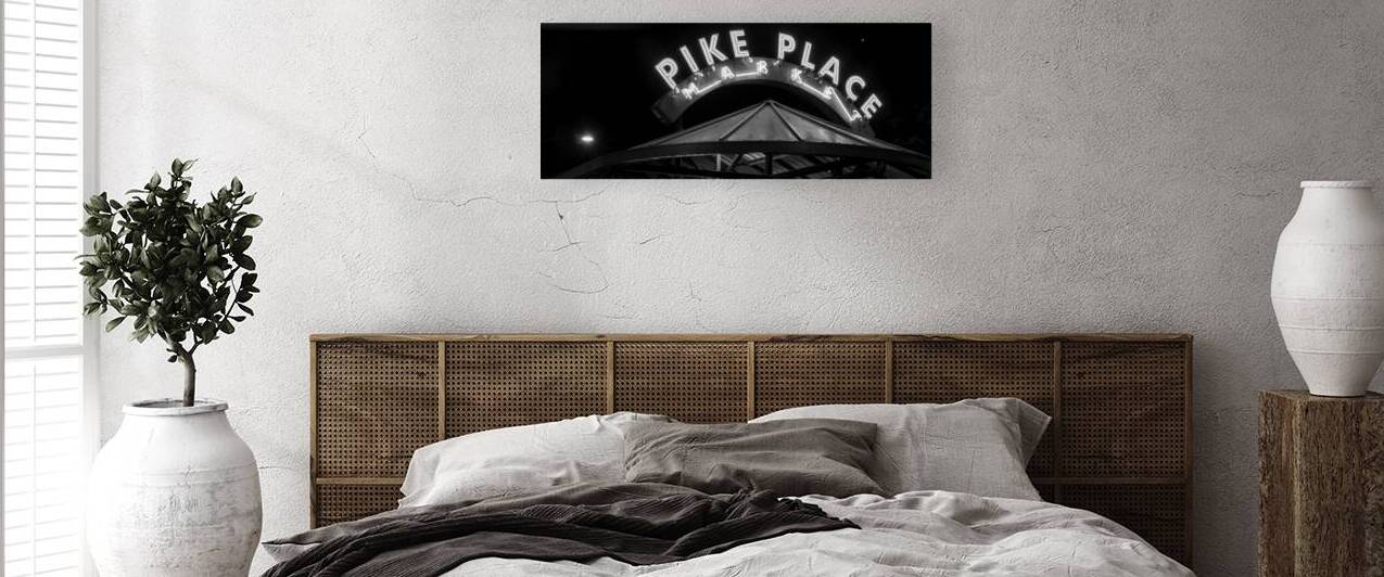 pike place market bus station  panoramic 2698 Pla by Black And White