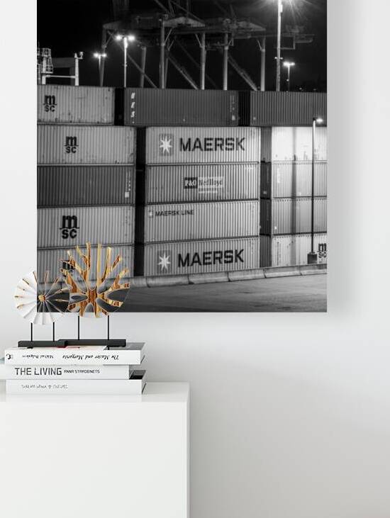 maersk shipping containers at night  vertical 269 by Black And White