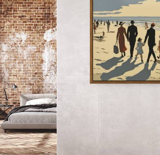 people walking on the beach by Row One Brand