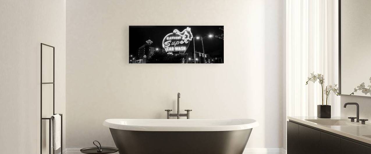 pink elephant car wash  panoramic 2680 Elephant 1 by Black And White