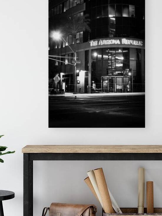 arizona republic building at night  vertical 315 by Black And White