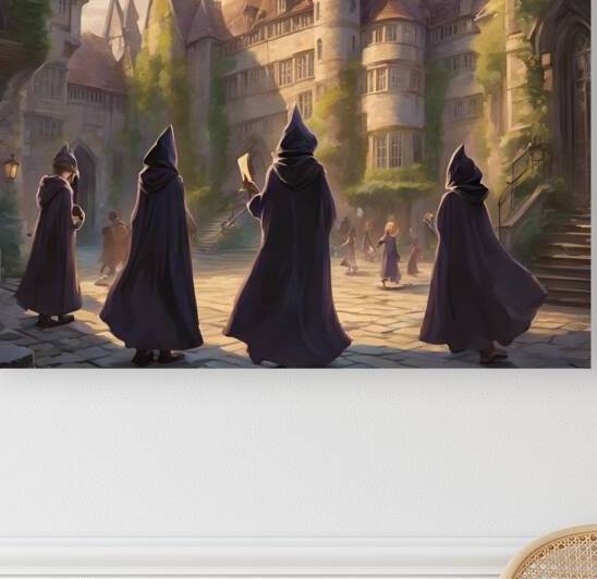 a bustling courtyard of a school for young wizards and witches. by AHMED HELMY