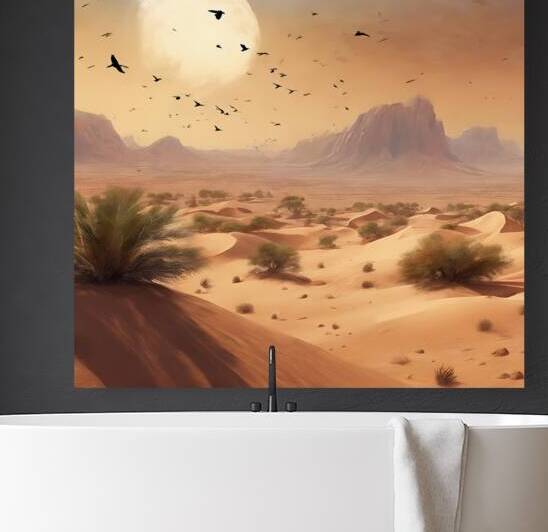  Desert landscape and birds in the sky esrgan  by taher00