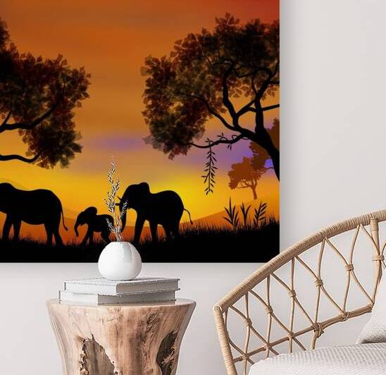 landscape illustration elephants animals africa s by Sastroredjo