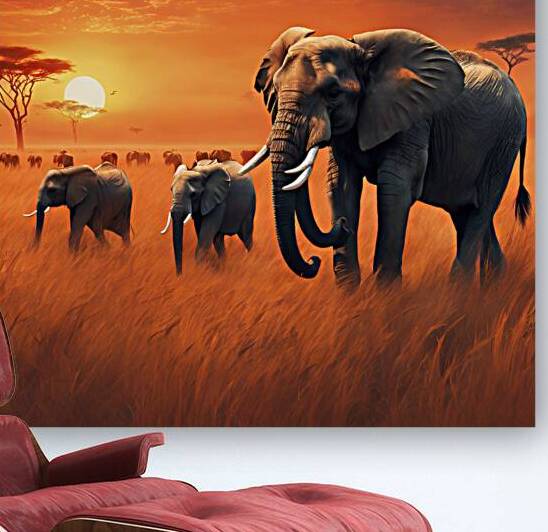 A herd of elephants crossing the tropical forest by osama sabry