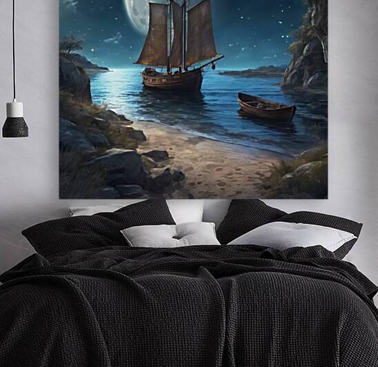 237349 beatutiful landscapemoonstarsseaboat with by amina maher