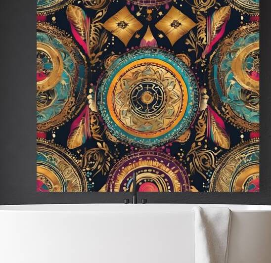 169666 pattern  boho colorful  some gold amazing by Hala Etheridge