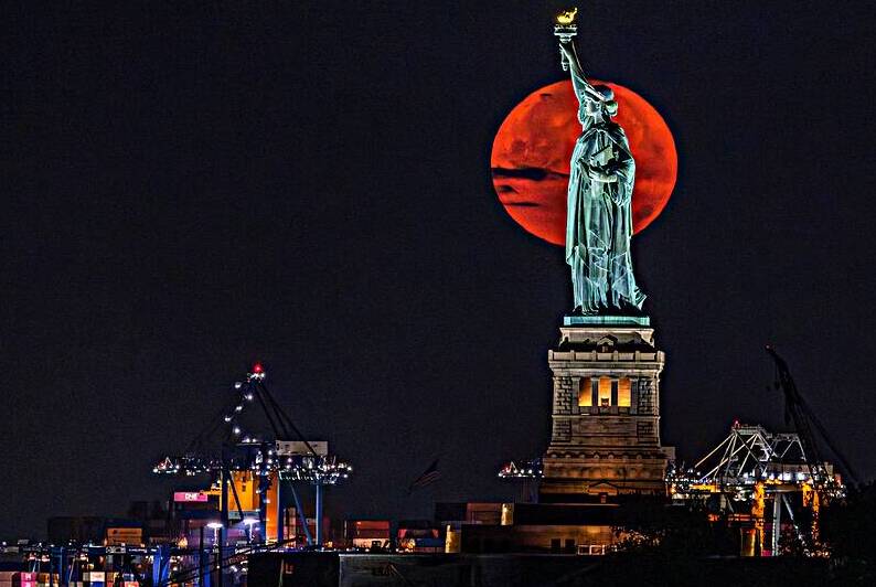 Full Moonrise from Battery Park by Geoffrey Prior