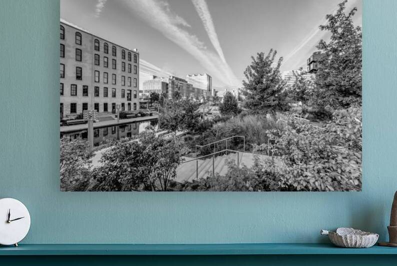 Contrails Over Gene Leahy Mall Park Grayscale by Jennifer White