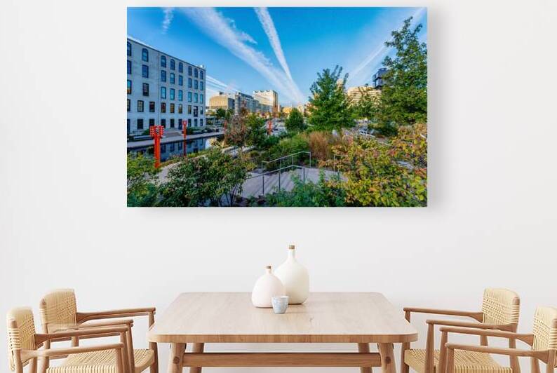 Contrails Over Gene Leahy Mall Park by Jennifer White