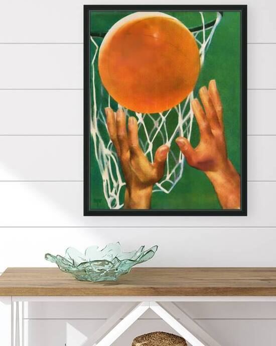 vintage sports art 1940s basketball art ball hoop by Row One Brand