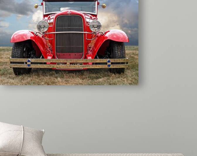 Red Ford Coupe Head On by Gill Billington