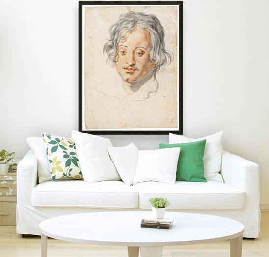 Head of a young man looking down by Jacopo Vignali