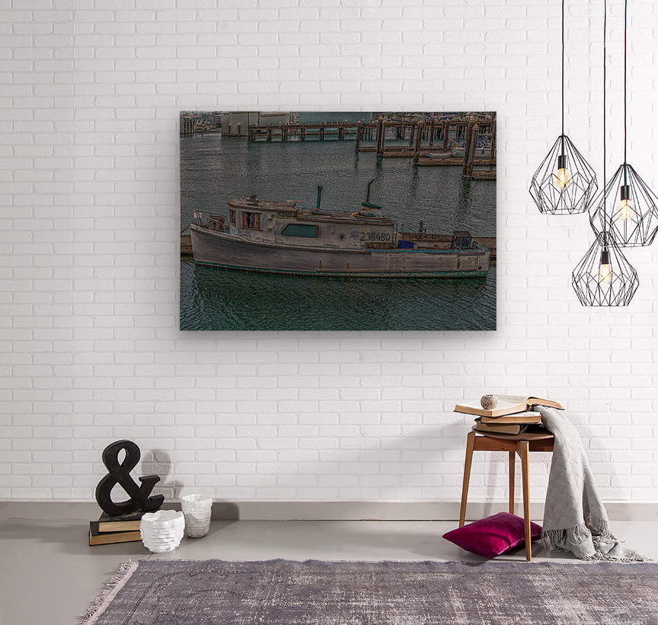 Old Fishing Boat Tied To Pier Edit Darryl Brooks Canvas Artwork