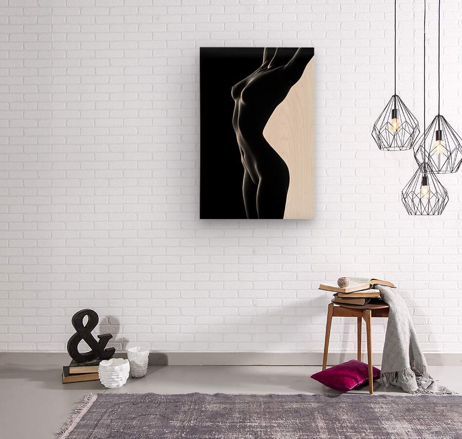 Nude black versus white 2  Wood print