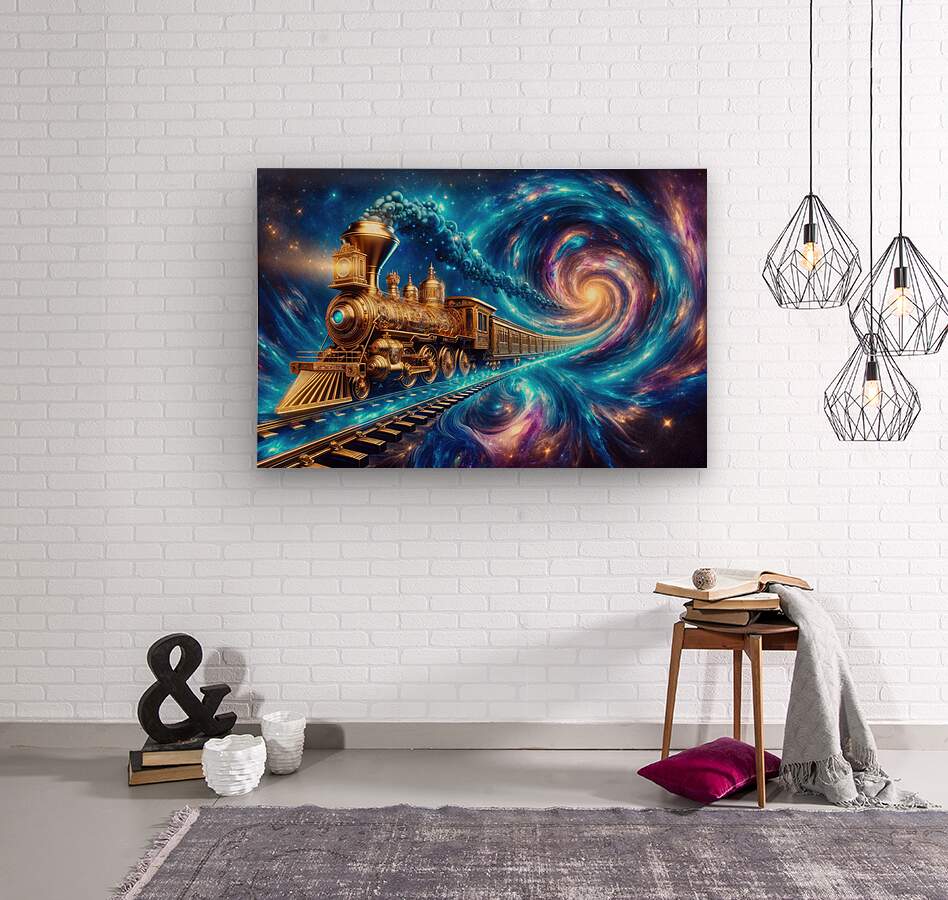 Golden Cosmic Steampunk Train 02 Spiral Galaxy by Matthias