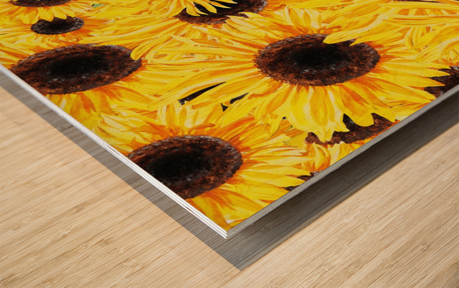 Sunflowers Field Watercolor Painting by Irina Sztukowski Wood print