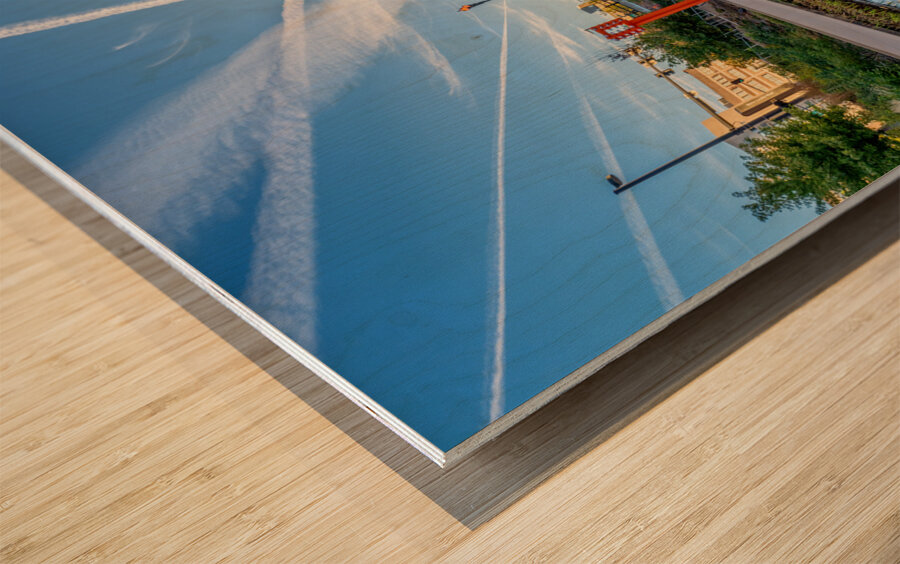 Gene Leahy Mall Lake Morning Wood print