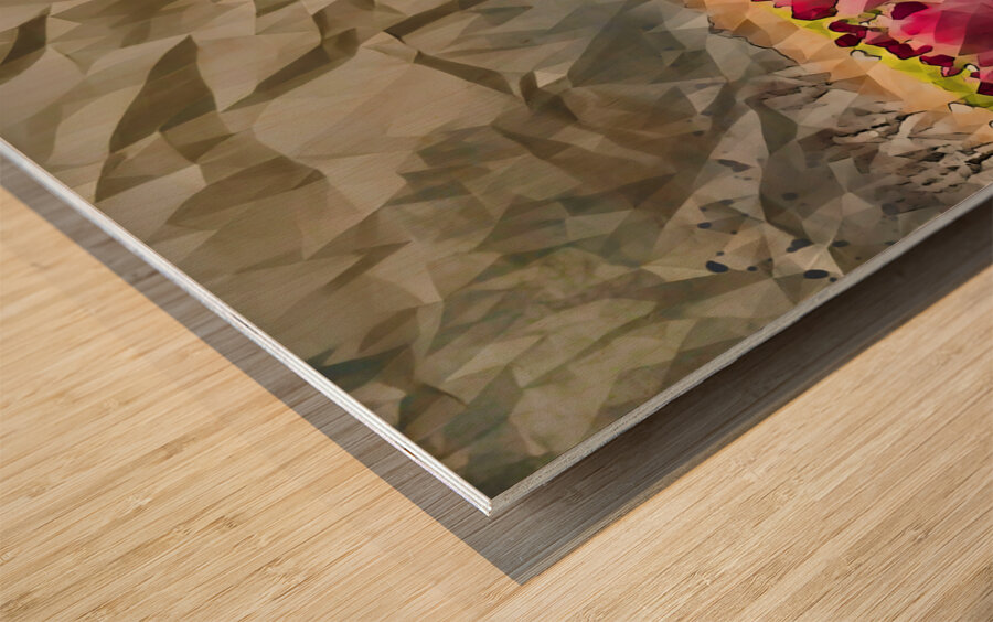 ArtXcl 155 Windmill field with tulips polyart-paint-style Wood print