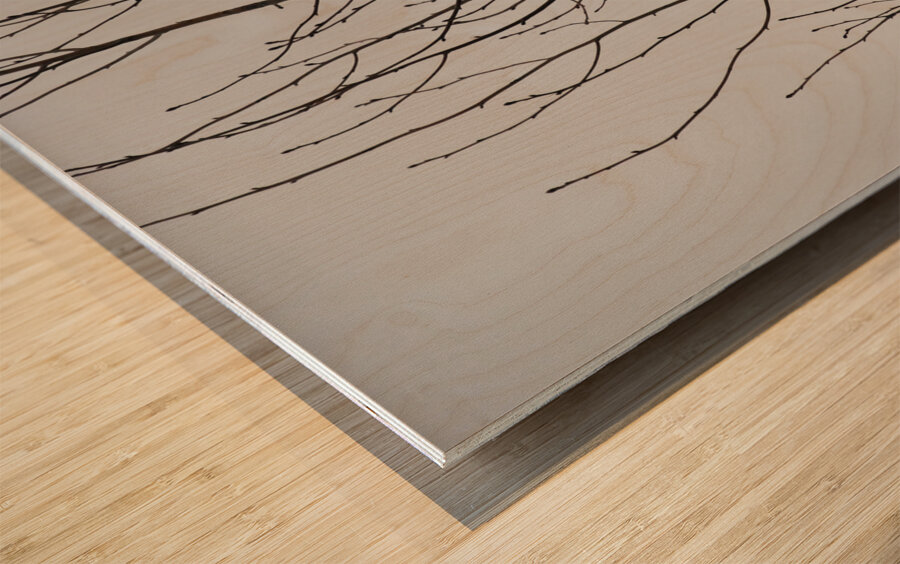 Silhouette Birds in a Tree Wood print