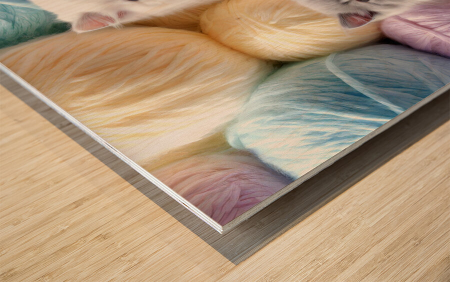 Fluffiness Overload Wood print