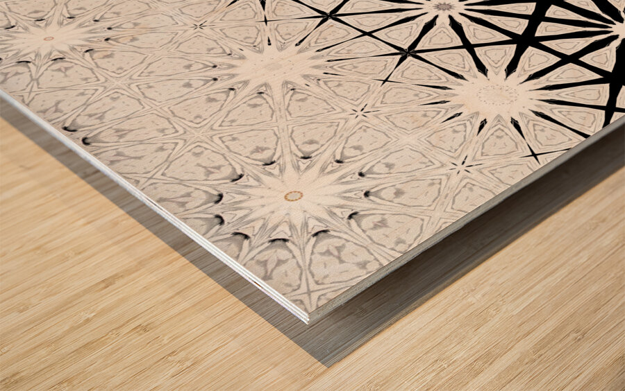 Abstract Black and White Stars Design Wood print