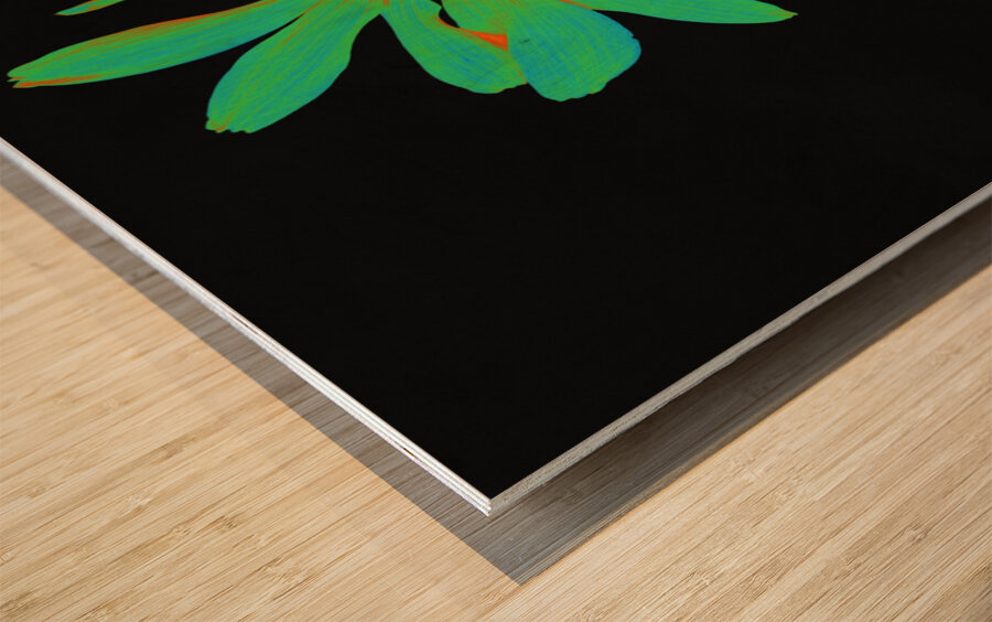 Abstract Neon Glowing Cone Flower  Wood print