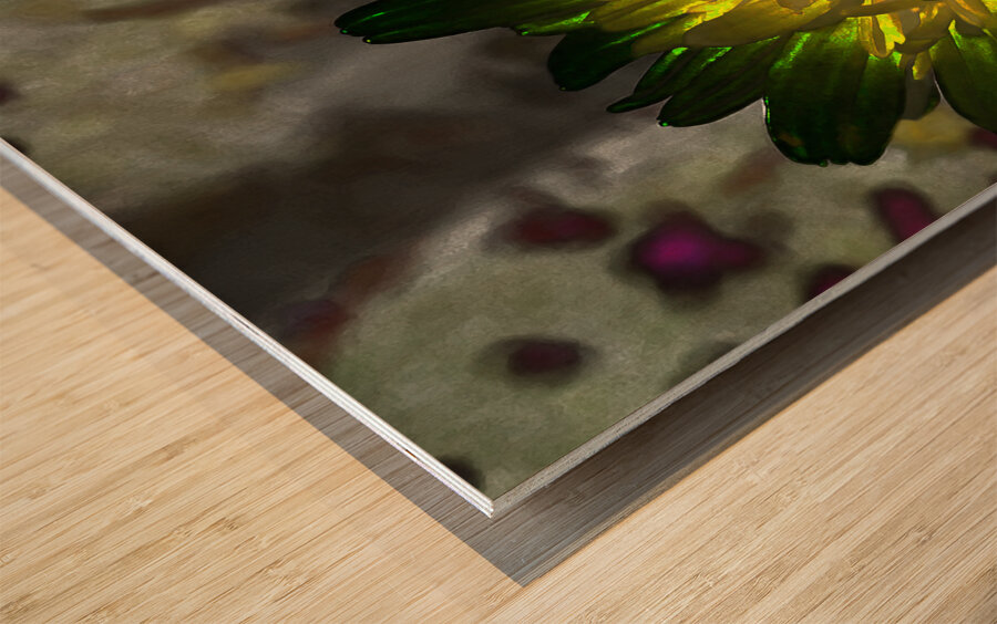 Abstract Impressionistic Glowing Illuminated Daisy Flower Wood print