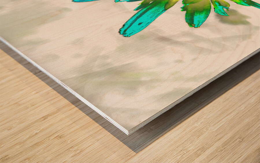 Abstract Daisy Flowers Light Wood print