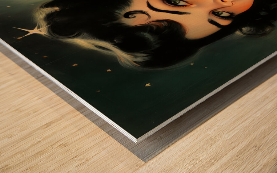 Enchanting Vintage Halloween Witch Art Print - Retro Gothic Wood print