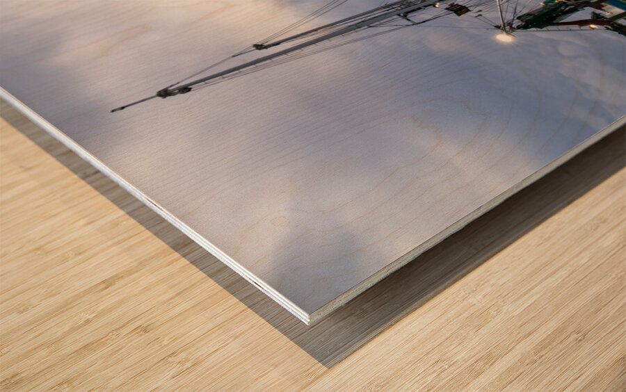 In the Nick of Time a Shrimp Boat at Sunset Wood print