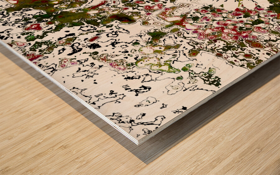 Abstract Green and White Daisy Flower Wood print