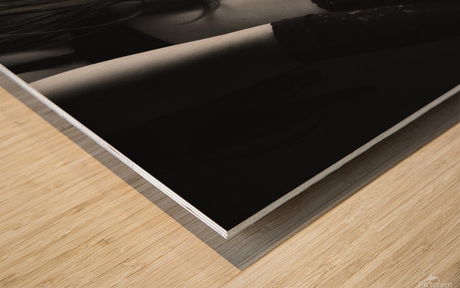 Woman in black lingerie from behind Wood print