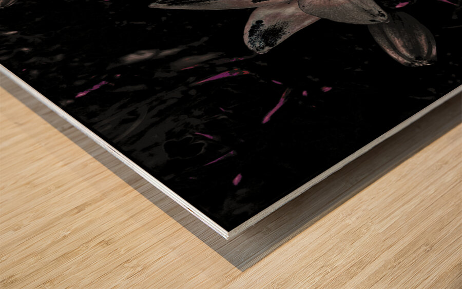 Abstract Dark Moody Lilies Wood print