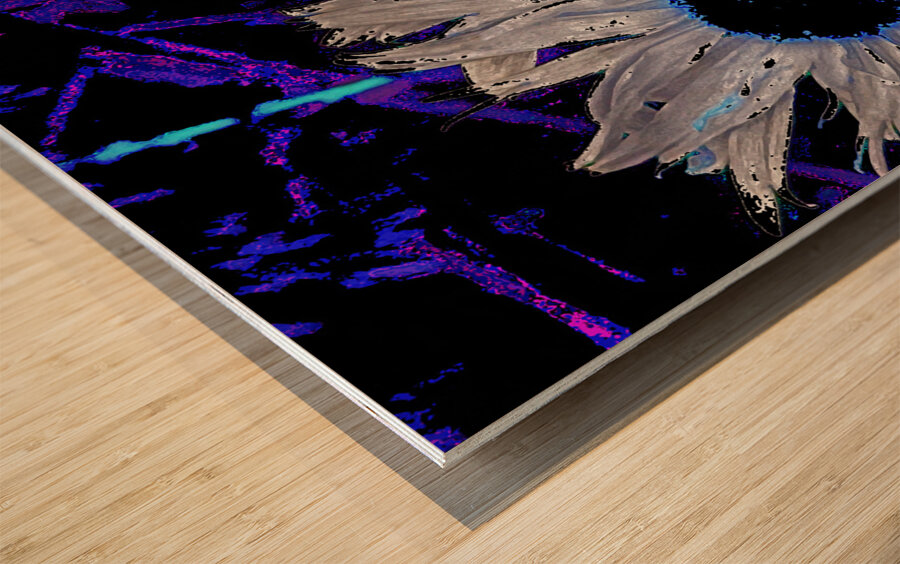 Abstract Daises Duo on an Abstract Background  Wood print